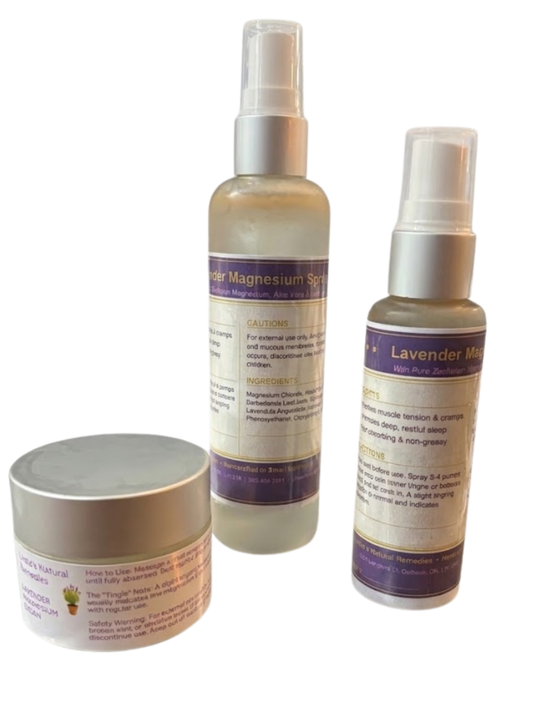 Three skincare products including a jar and two bottles on a white background
