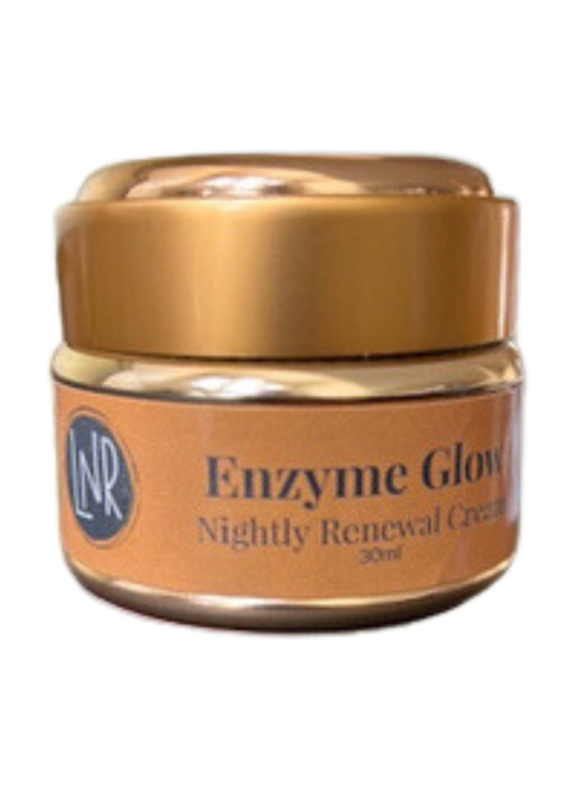 Jar of LNR Enzyme Glow Nightly Renewal Cream on a white background