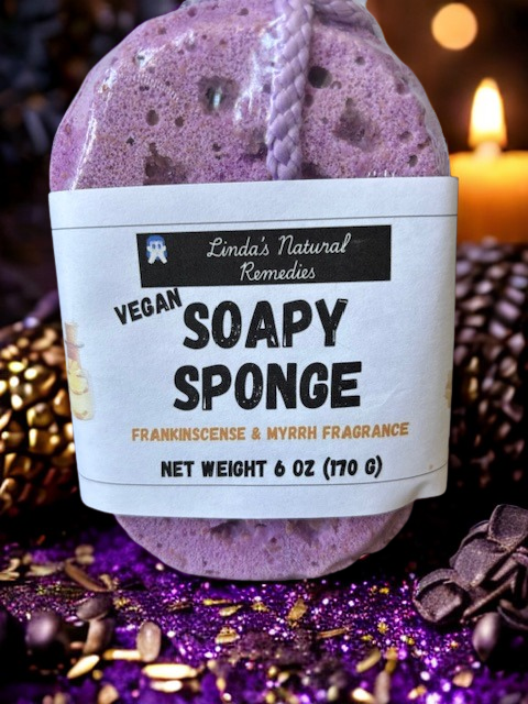 Grounded Frankincense and Myrrh fragrance oil luxury sponge with light-toned mica.