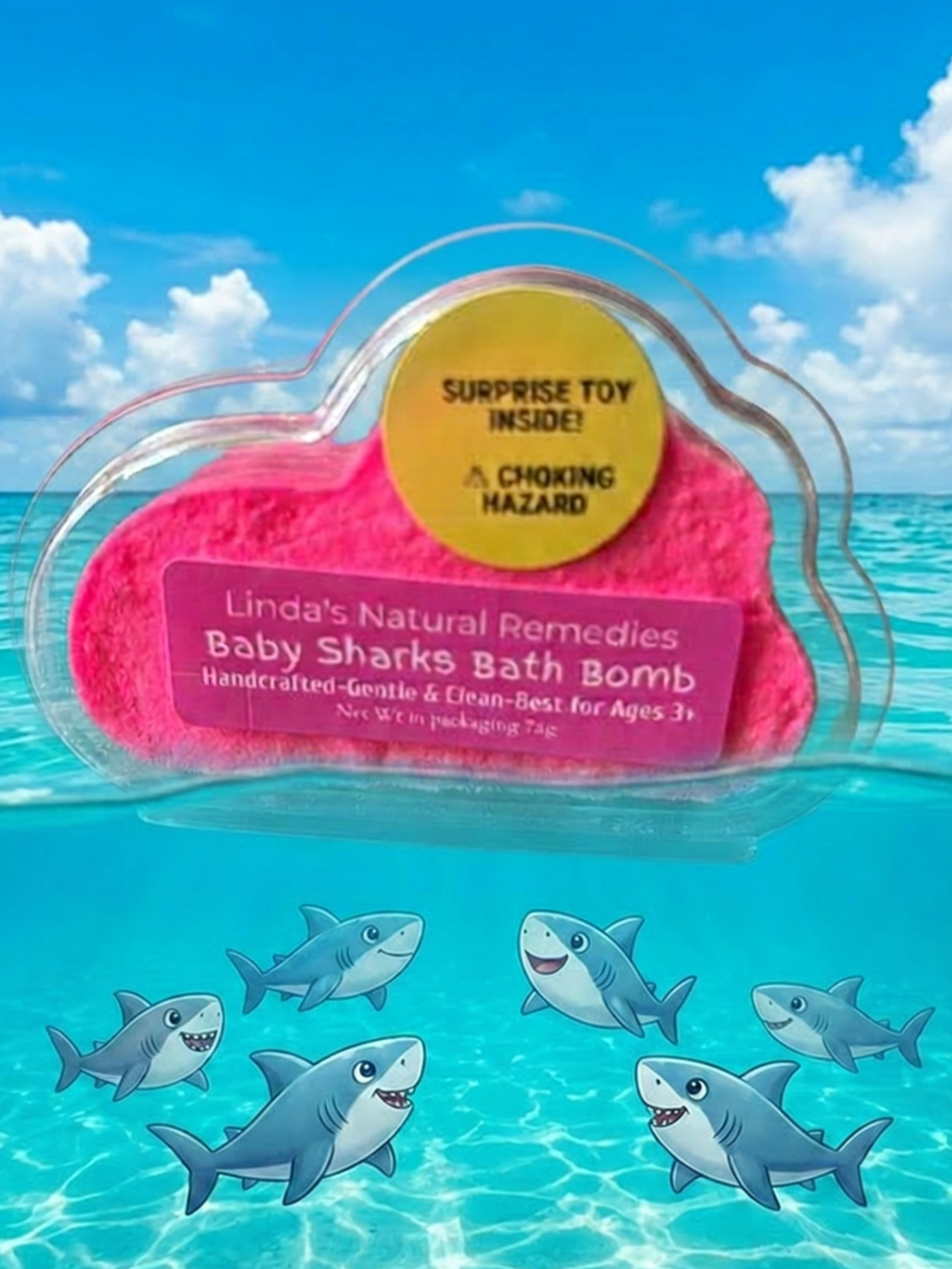 Pink Baby Shark Scented Bath Bomb