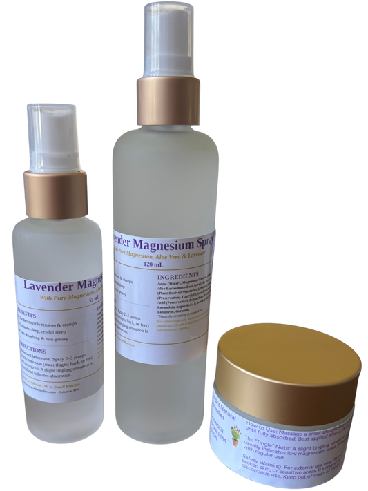 Three skincare products including a jar and two bottles on a white background
