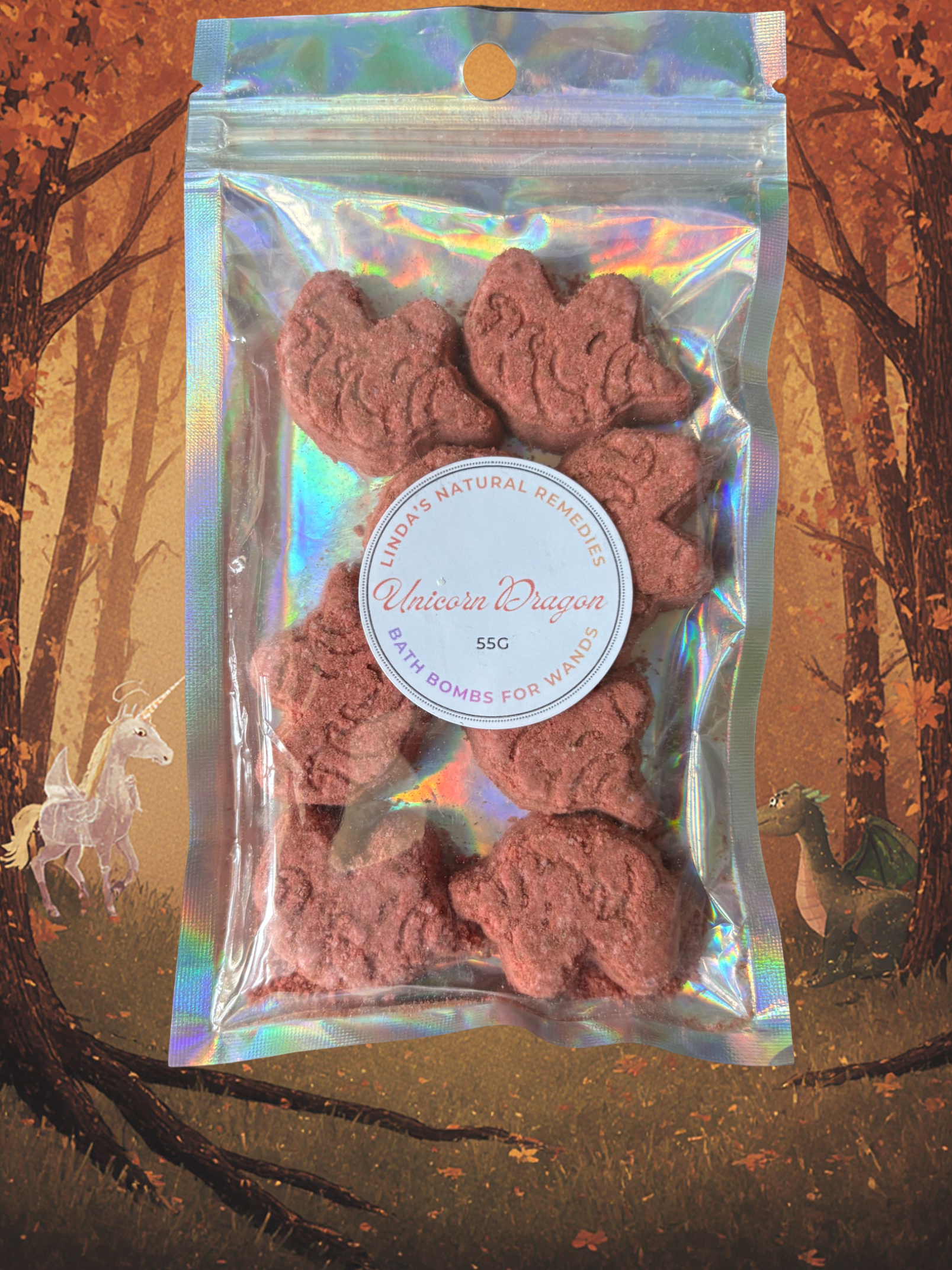 Unicorn Dragon scent and unicorn dragon shaped bath bomb 