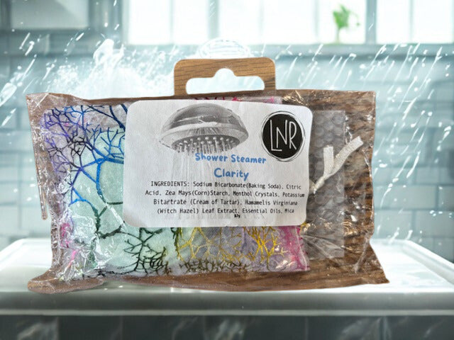 Breathe Easy Clarity shower steamer with Rosemary, Peppermint, and Lavender essential oils.