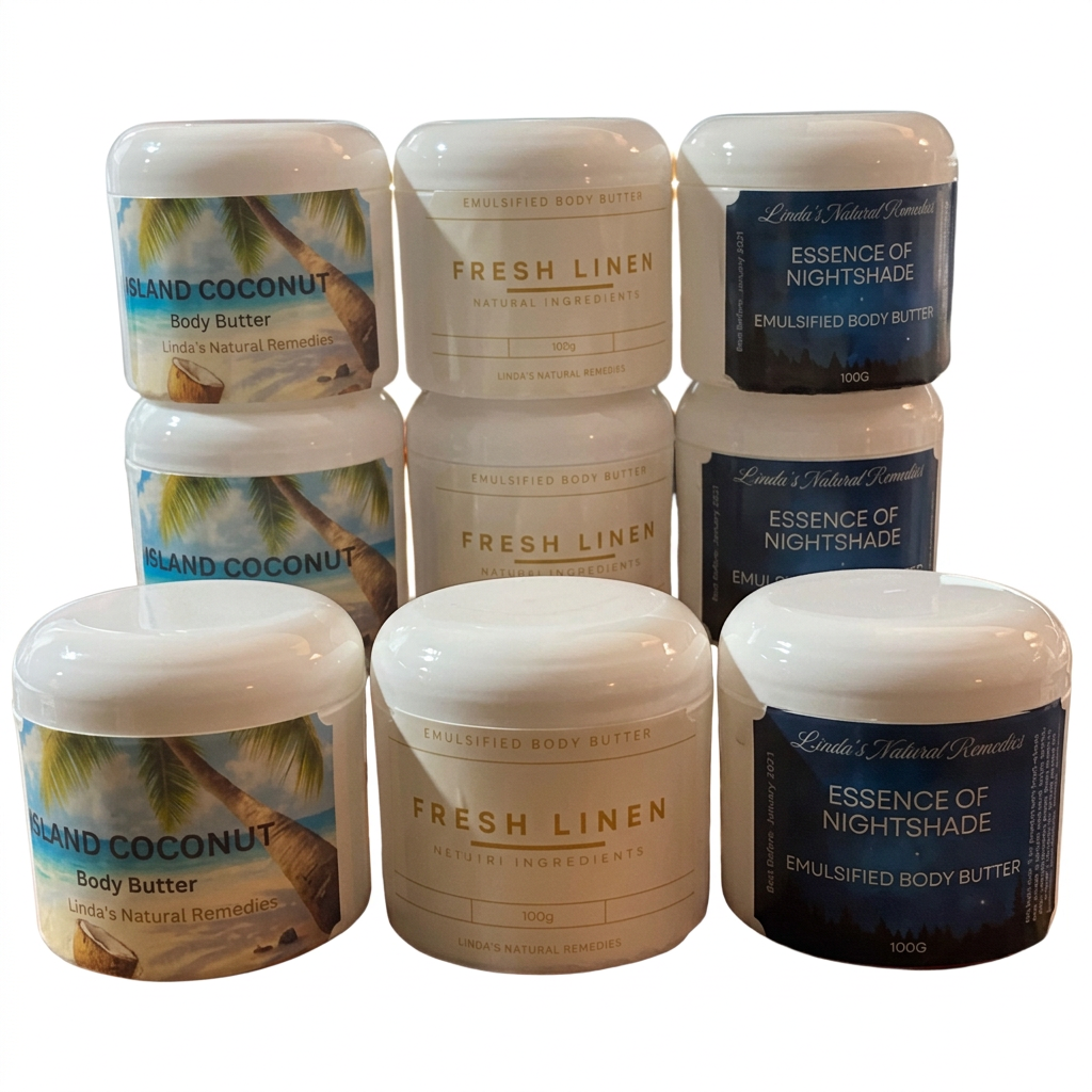 Emulsified Body Butter collection on white