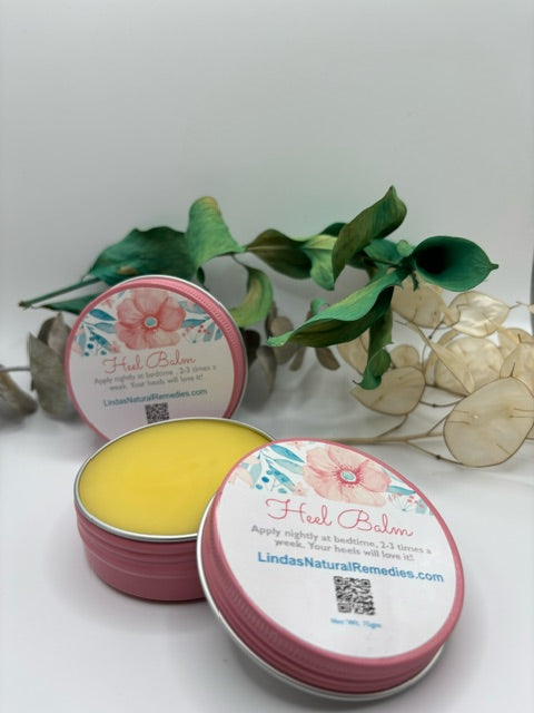 Linda's Natural Remedies Heel Balm and moisturizing gel socks for intensive foot care.