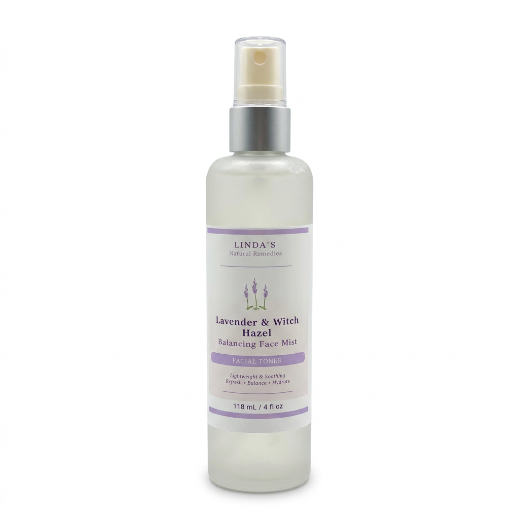 Lavender and Witch Hazel Balancing Face Mist on white